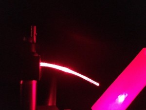 A view of light delivery through a citrate-based optical fiber Credit D ShanC ZhangPenn State A view of light delivery through a citrate-based optical fiber Credit D ShanC ZhangPenn State