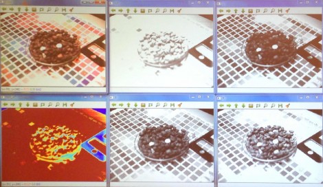 Pixelteq has developed a new camera that can simultaneously capture visible (Red, Green and Blue) and Near Infra Red (NIR) images. Top left to right: Composite 