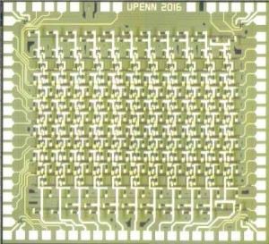 Researchers fabricated a nanophotonic microwave imager chip that measures just over 2 millimeters on each side 1 It contains over 1,000 photonic devices, some of which are seen in the close-up on the right 2 Credit Farshid Ashtiani, Electronic-Photonic Mi