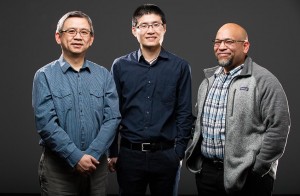 NREL scientists Kai Zhu left, Fei Zhang, and Joseph Berry figured out a way to sequester lead if a perovskite solar cell is damaged Photo by Dennis Schroeder, NREL NREL scientists Kai Zhu left, Fei Zhang, and Joseph Berry figured out a way to sequester lead if a perovskite solar cell is damaged Photo by Dennis Schroeder, NREL