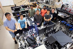 Jigang Wang and his research group, left to right Zhaoyu Liu, Liang Luo, Chirag Vaswani, Di Cheng, Jigang Wang, Dinusha Mudiyanselage, Richard H Kim, and Chuankun Huang Jigang Wang and his research group, left to right Zhaoyu Liu, Liang Luo, Chirag Vaswani, Di Cheng, Jigang Wang, Dinusha Mudiyanselage, Richard H Kim, and Chuankun Huang