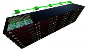 Black Semiconductor provides technology that allows the integration of photonics directly into chips In the illustration, multiple processors and memory chips are linked by optical interconnects shown in green Black Semiconductor provides technology that allows the integration of photonics directly into chips In the illustration, multiple processors and memory chips are linked by optical interconnects shown in green