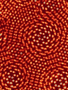 A ptychographic image of two sheets of molybdenum disulfide, with one rotated by 68 degrees with respect to the other The distances between individual atoms range from a full atomic bond length down to complete overlap Image courtesy of Prof David Muller A ptychographic image of two sheets of molybdenum disulfide, with one rotated by 68 degrees with respect to the other The distances between individual atoms range from a full atomic bond length down to complete overlap Image courtesy of Prof David Muller