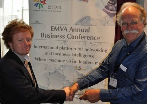 EMVA Young Professional Award Winner Dr Johannes Meyer left, EMVA President Jochem Herrmann Picture source EMVA EMVA Young Professional Award Winner Dr Johannes Meyer left, EMVA President Jochem Herrmann Picture source EMVA