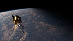 Shown is a rendering of Fireflys Elytra Dawn vehicle utilizing LLNLs telescope to perform space domain awareness operations Graphic credit Firefly Aerospace