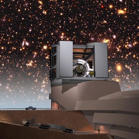 LSST facilities building with simulated night sky