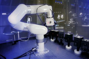 Taking a step toward a future, fully-automated lab, MIT scientists have developed a robotic, reconfigurable laser laboratory Photo Credit Sachin Vaidya, Marin Soljacic
