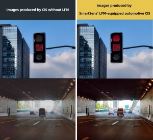 Comparison of images produced with and without SmartSens LED Flicker Suppression technology Comparison of images produced with and without SmartSens LED Flicker Suppression technology