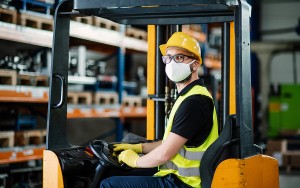 Driving industrial vehicle