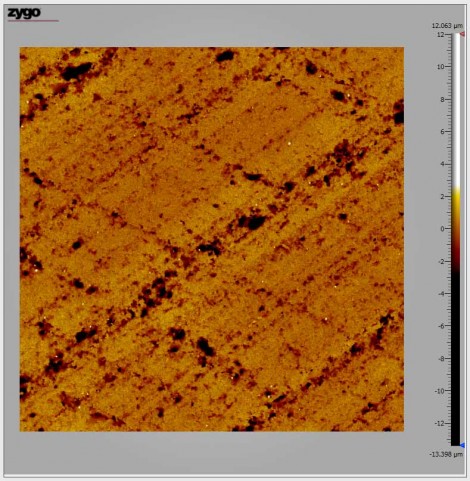 A typical rough-ground surface manufactured with 320-Î¼m grit is measured at 10x magnification.