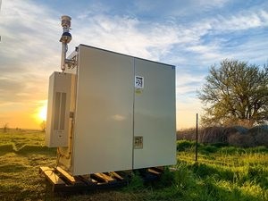 Micro-pulse DIAL MPD 1, of a network of five, deployed at the ARM Southern Great Plains atmospheric observatory in north-central Oklahoma Credit Catharine Bunn
