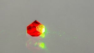 Laser light shining through Element Sixs NV diamondCopyright of Element Six
