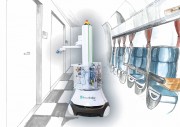 service robot sanitizes