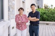 Giti Khodaparast at left and Wei Zhou stand outside Virginia Techs ICTAS II building Photo by Chelsea Seeber for Virginia Tech CREDIT Virginia Tech