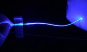 MIT engineers have designed a soft hydrogel optical fiber shown illuminated that stimulates peripheral nerves, and could help researchers in identifying the origins and treatments for nerve-related pain CreditsCredit Courtesy of the researchers